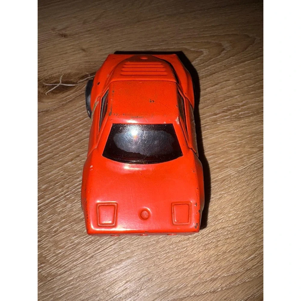 Vintage Corvette Stingray Orange‎ Metal Toy Car Pressed Steel Race Car